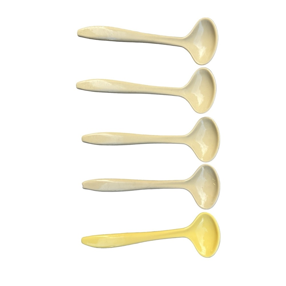 VTG Set Lot of 5 Tupperware Condiment Serving Spoons #872-12 & 7 Tan & Gold